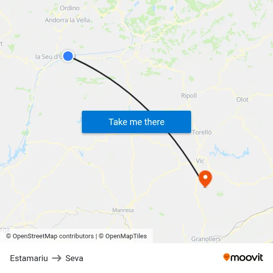 Estamariu to Seva map