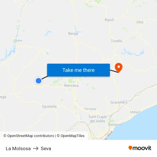 La Molsosa to Seva map