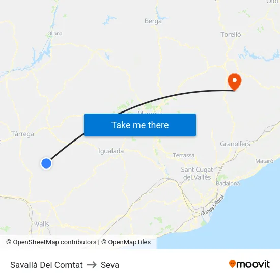 Savallà Del Comtat to Seva map