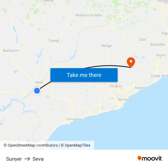 Sunyer to Seva map
