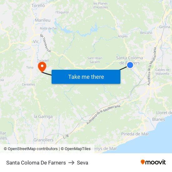 Santa Coloma De Farners to Seva map