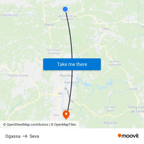 Ogassa to Seva map