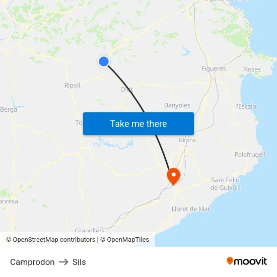 Camprodon to Sils map