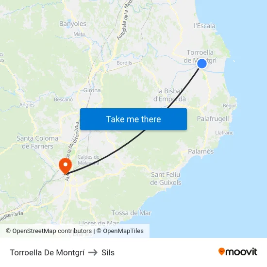 Torroella De Montgrí to Sils map