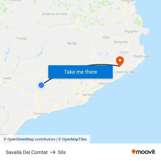 Savallà Del Comtat to Sils map