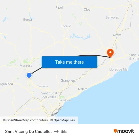 Sant Vicenç De Castellet to Sils map