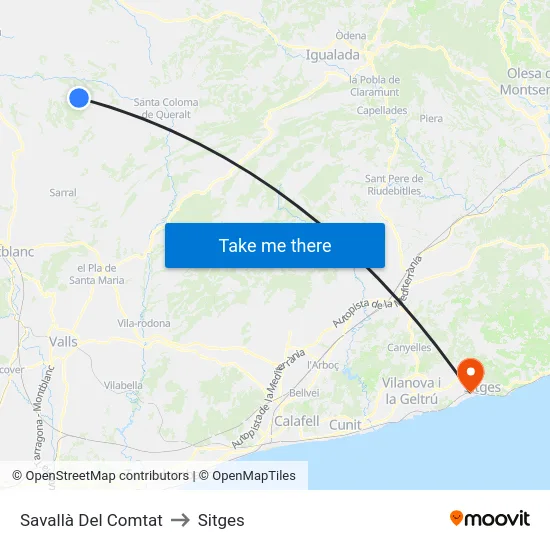 Savallà Del Comtat to Sitges map