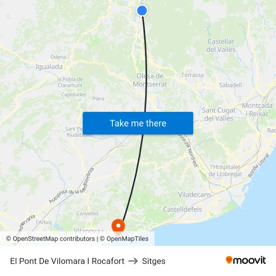 El Pont De Vilomara I Rocafort to Sitges map