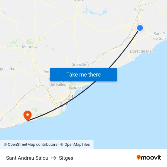Sant Andreu Salou to Sitges map