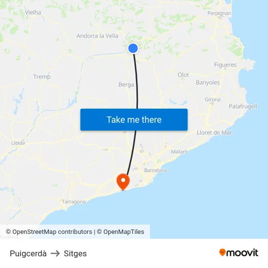 Puigcerdà to Sitges map