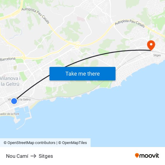 Nou Camí to Sitges map