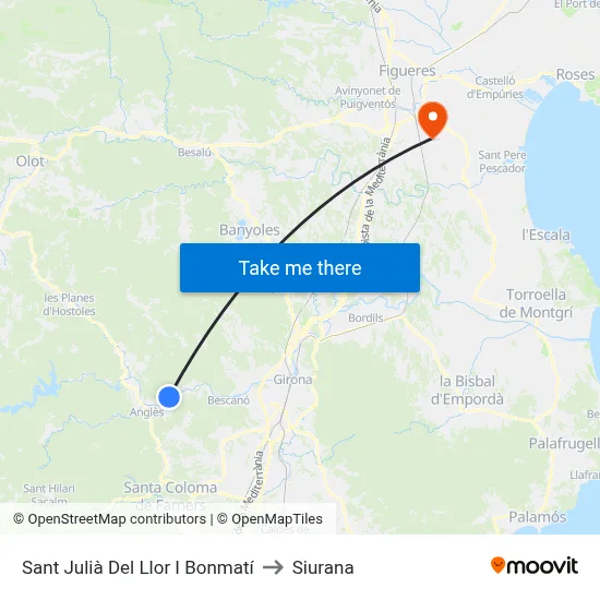 Sant Julià Del Llor I Bonmatí to Siurana map