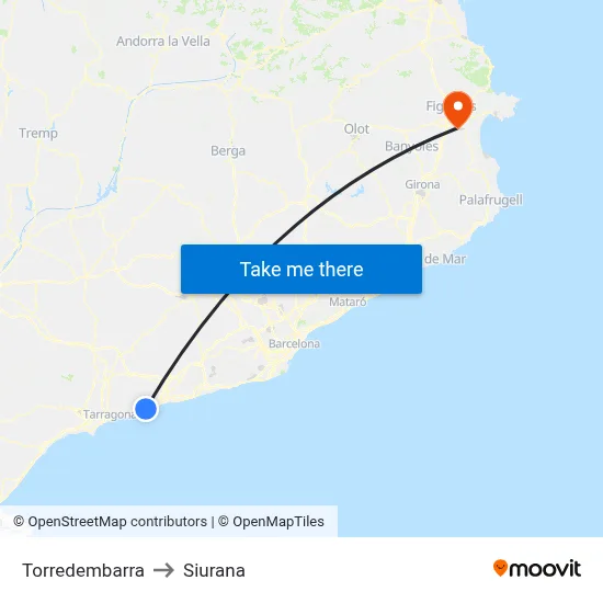 Torredembarra to Siurana map