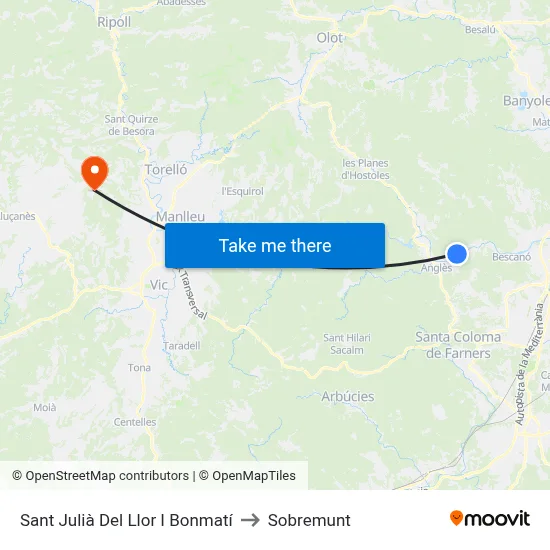 Sant Julià Del Llor I Bonmatí to Sobremunt map