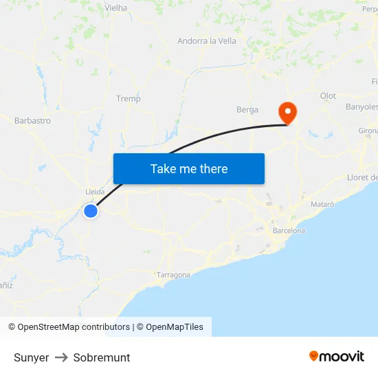 Sunyer to Sobremunt map