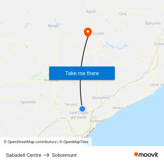 Sabadell Centre to Sobremunt map