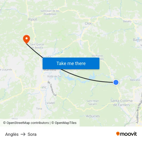 Anglès to Sora map