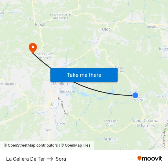 La Cellera De Ter to Sora map