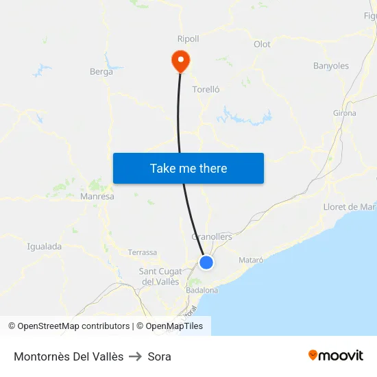 Montornès Del Vallès to Sora map