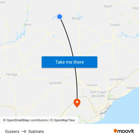 Guixers to Subirats map