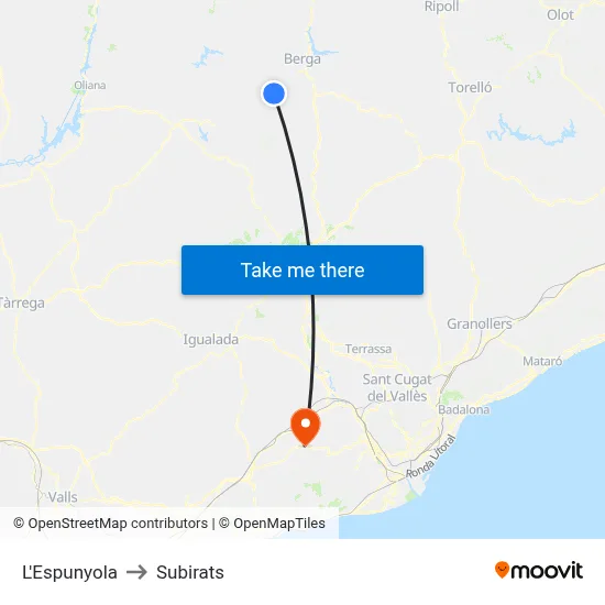 L'Espunyola to Subirats map