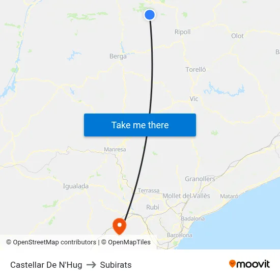 Castellar De N'Hug to Subirats map