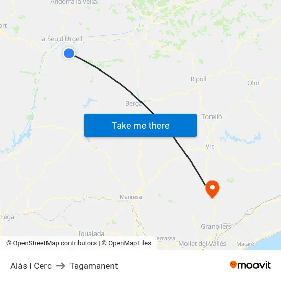 Alàs I Cerc to Tagamanent map