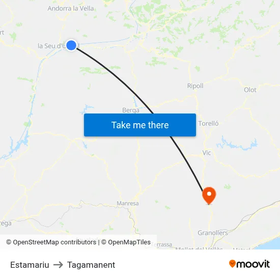 Estamariu to Tagamanent map