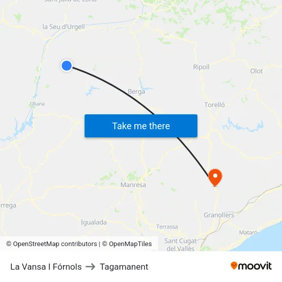 La Vansa I Fórnols to Tagamanent map