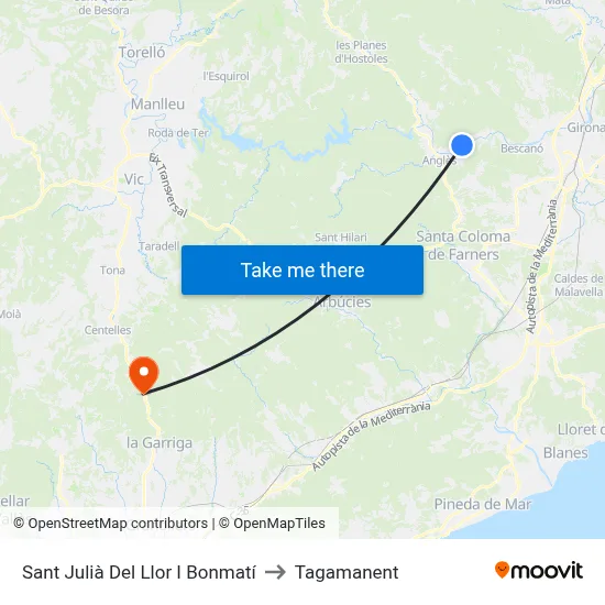 Sant Julià Del Llor I Bonmatí to Tagamanent map