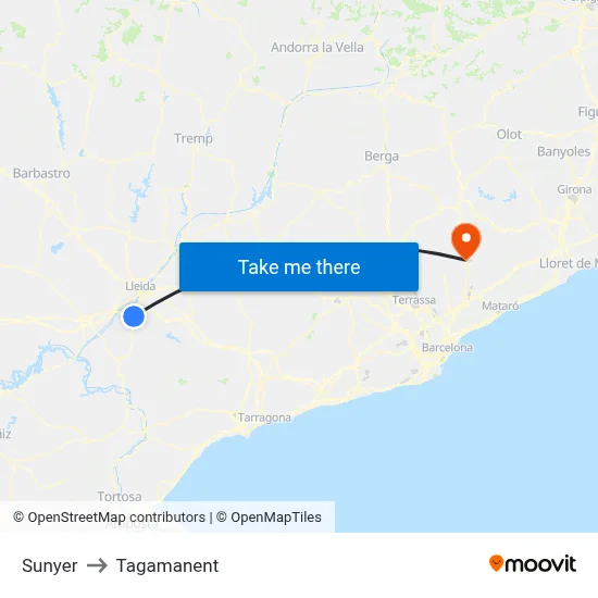 Sunyer to Tagamanent map