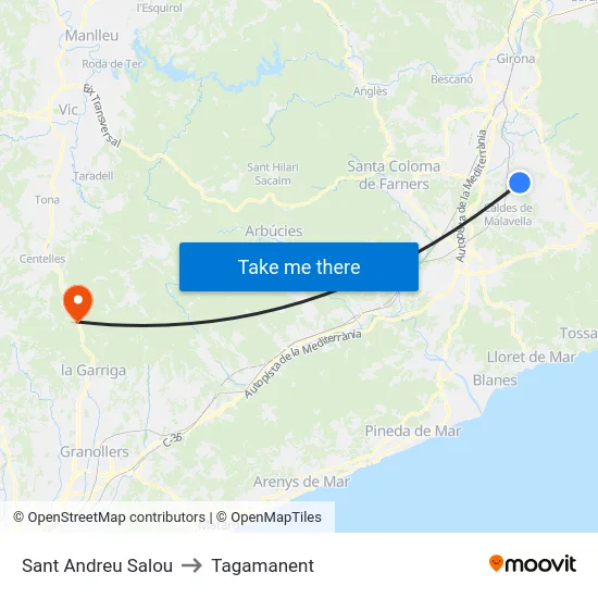 Sant Andreu Salou to Tagamanent map