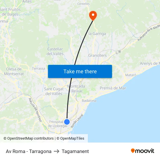 Av Roma - Tarragona to Tagamanent map