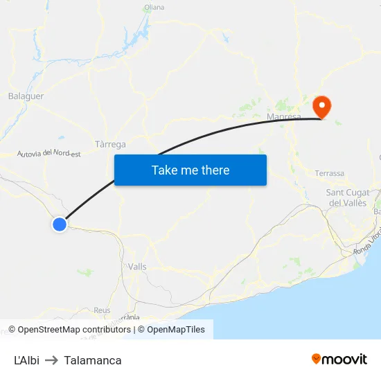 L'Albi to Talamanca map