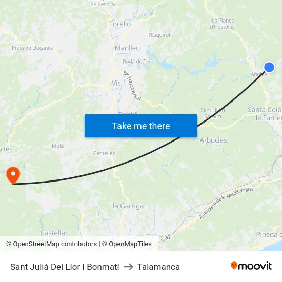Sant Julià Del Llor I Bonmatí to Talamanca map