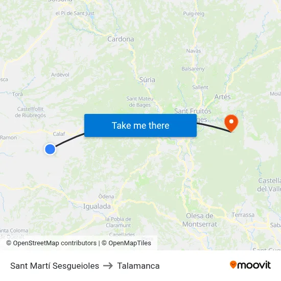 Sant Martí Sesgueioles to Talamanca map