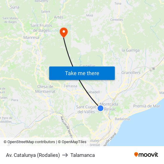 Av. Catalunya (Rodalies) to Talamanca map