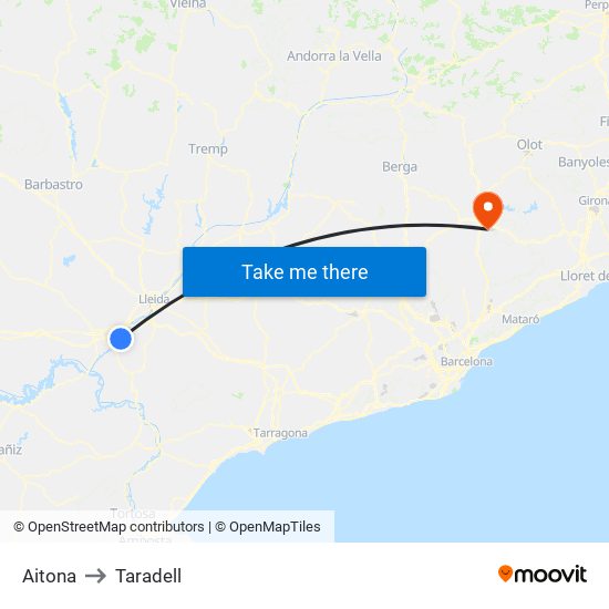 Aitona to Taradell map