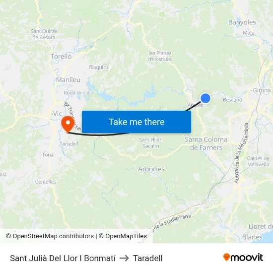 Sant Julià Del Llor I Bonmatí to Taradell map