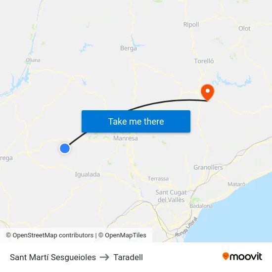 Sant Martí Sesgueioles to Taradell map