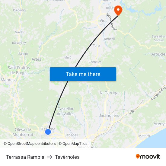 Terrassa Rambla to Tavèrnoles map