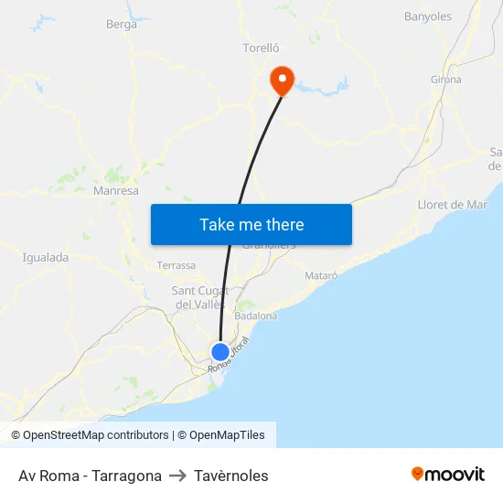 Av Roma - Tarragona to Tavèrnoles map