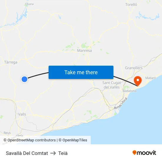 Savallà Del Comtat to Teià map
