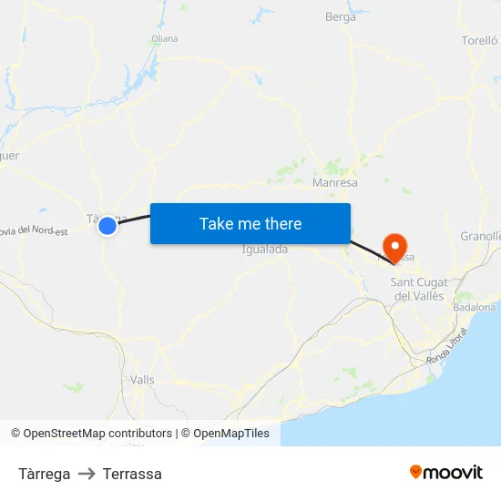 Tàrrega to Terrassa map