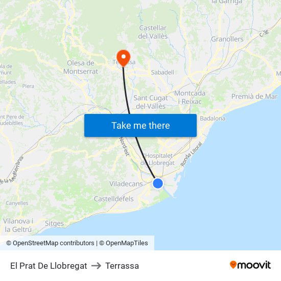 El Prat De Llobregat to Terrassa map