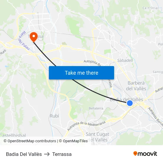 Badia Del Vallès to Terrassa map