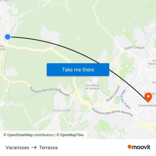 Vacarisses to Terrassa map
