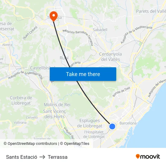 Sants Estació to Terrassa map