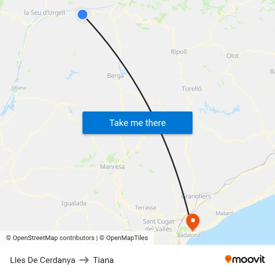 Lles De Cerdanya to Tiana map