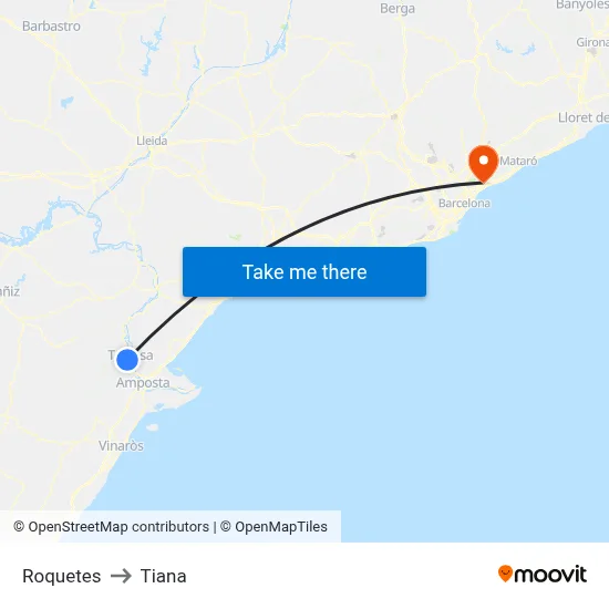 Roquetes to Tiana map